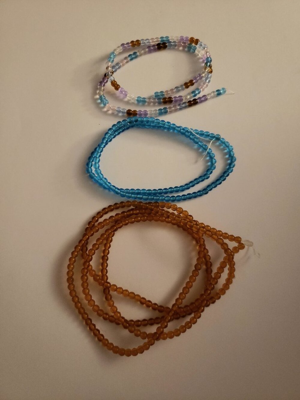 3 Strands of Spacer Beads Multicolored Blue Amber Glass Jewelry Making Craft